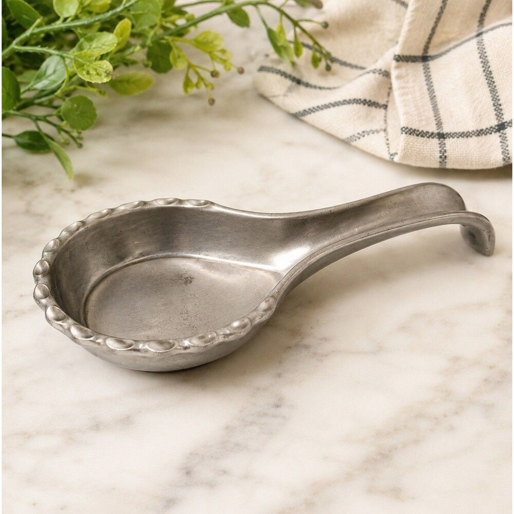Vintage Lenox Butler’s Pantry Pewter Spoon Rest Scalloped Edge Hollowware 8.5”